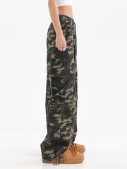 christmas outfit JazzHer Women's Camouflage Baggy Cargo Pants Vintage Y2k Harajuku Aesthetic Streetwear Oversize Pants High Waist Trousers 2000s Clothes