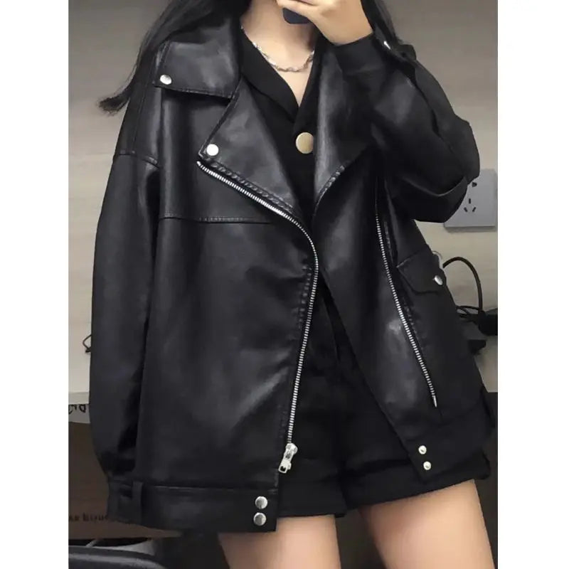 cold weather outfits JazzHer Maillard Leather Jacket Women's Autumn/winter Motorcycle Crop Top Black Cotton Thickened Vest Petite Size Fashion