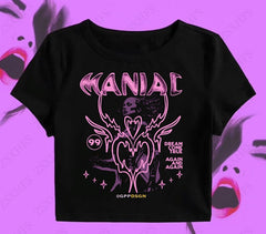 JazzHer Hip Hop Crop Top Women's T shirt Streetwear Punk Slim Short Sleeve 90s Vintage Clothes Gothic Graphic Tee Femme Y2k Korea Tops