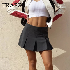 cold weather outfits JazzHer 2024 Spring Summer Women Casual Tierred Mini Skirts Fashion Vintage Solid High Wasit Ruffles Pleated Sexy Shorts Skirts