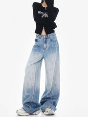 christmas outfit JazzHer Women Blue Y2k Jeans Harajuku Japanese 2000s Style Baggy Denim Trousers Vintage Aesthetic Ripped Jean Pants Trashy Clothes 2025