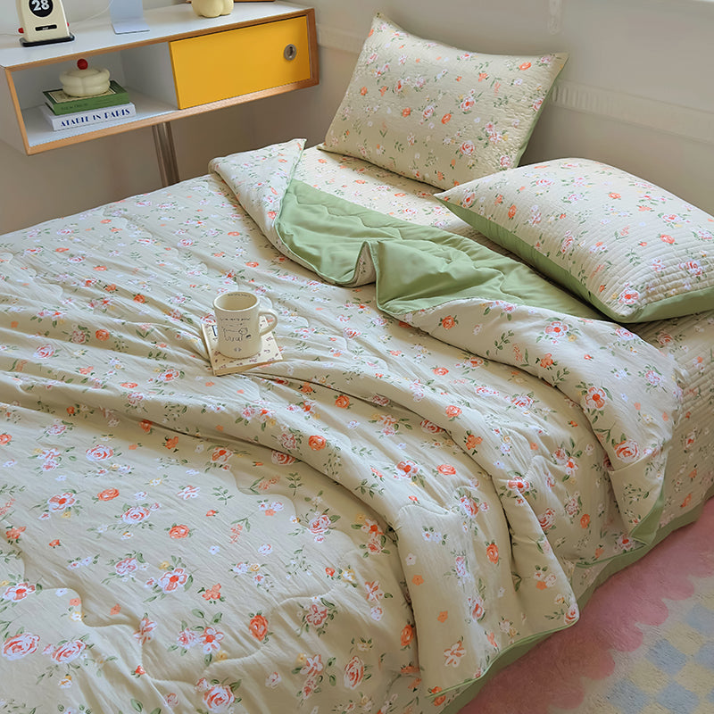 JazzHer 2024 New Summer Water Washed Glutinous Cotton Summer Bedding Cover Set of Four Pieces