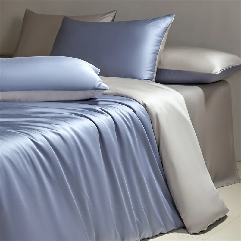 JazzHer Four piece set of natural silk solid color bedding, ice silk smooth nude sleeping bedding