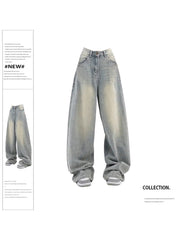 christmas outfit JazzHer Women Vintage Baggy Blue Jeans High Waist Denim Trousers 2000s Y2k Harajuku Fashion 90s Aesthetic Wide Pants Trashy Clothes 2025