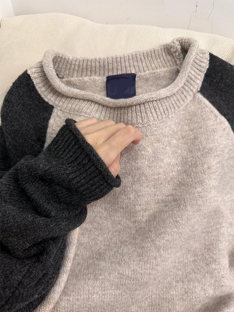 christmas outfit JazzHer Women's Patchwork Pullover Sweater Harajuku Long Sleeves Two-tone Sweaters Jumper Vintage Y2k 2000s Clothes Fashion Winter 2025