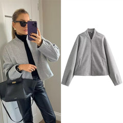 JazzHer Ladies Autumn Winter Jacket Women Wear Fashion Casual Loose Versatile Stand up Collar Outerwaer Soft Short Jacket Coat Female