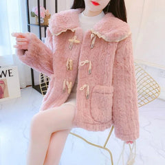 cold weather outfits JazzHer Thickened Lamb Wool Fleece Short Jacket For Women 2024 Winter New Petite Leather Integrated Fleece Overcoat Doll Neck Style