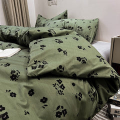 JazzHer Ins Style Luxury Retro Style Small Fresh Floral Quilt Set Four Piece Bedding Set Student Dormitory Three Piece Bed Sheet Set