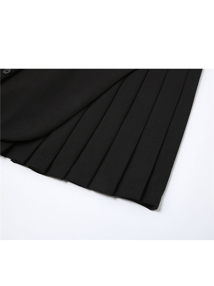 christmas outfit JazzHer Women Mini Skirt 2025 Summer Fashion High Waist Black Pleated Skirt Streetwear Casual Loose Belt Irregular Suit Skirt Femlae
