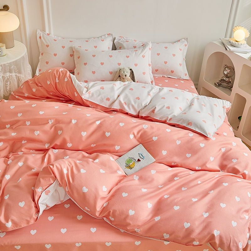 JazzHer Garden Flowers And Cute Rabbit Pattern Duvet Cover Nordic Style Full Size Bedding Sets Queen Double For Girls Gift Pink