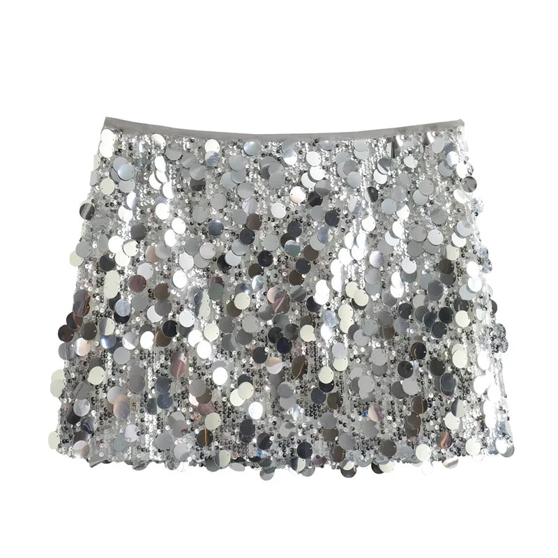 JazzHer Ladies Sequin Mini Skirt Women Sexy Luxury High Waist Skirts Woman Summer Womens Skirts Streetwear Glitter Short Skirt Female