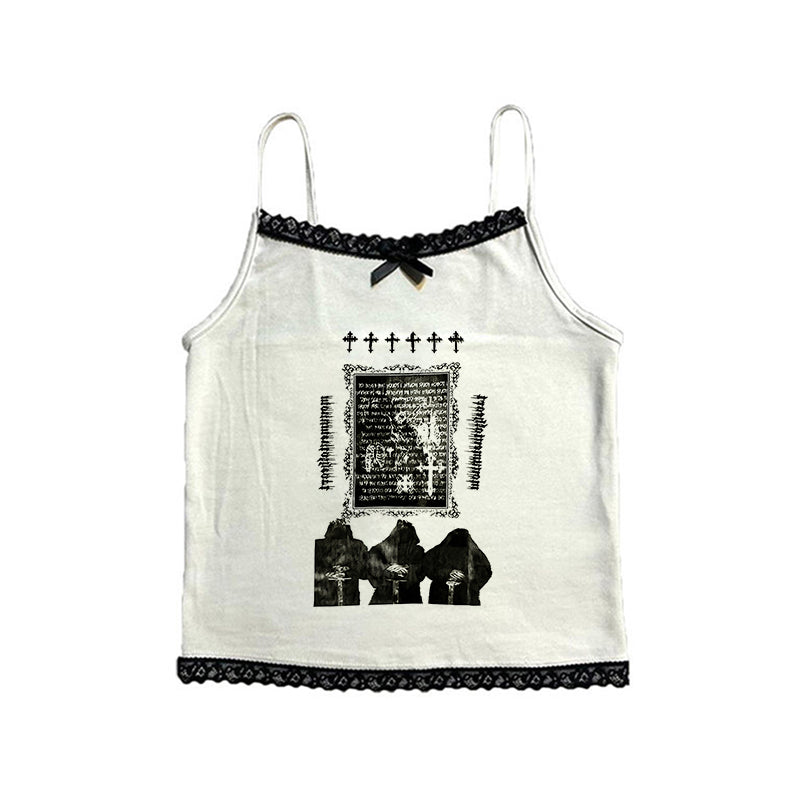 JazzHer Y2K Punk Rock Aesthetic Harajuku Retro Casual Tank Tops Gothic Emo Girls Sleeveless Crop Tops Sexy Chic Slim Fashion Streetwear