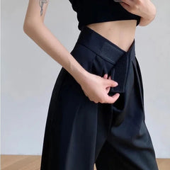 JazzHer Y2K High Waist Wide Leg Pants Women Fashion Streetwear Suit Straight Pants Korean Casual High Street Loose Black Trousers New