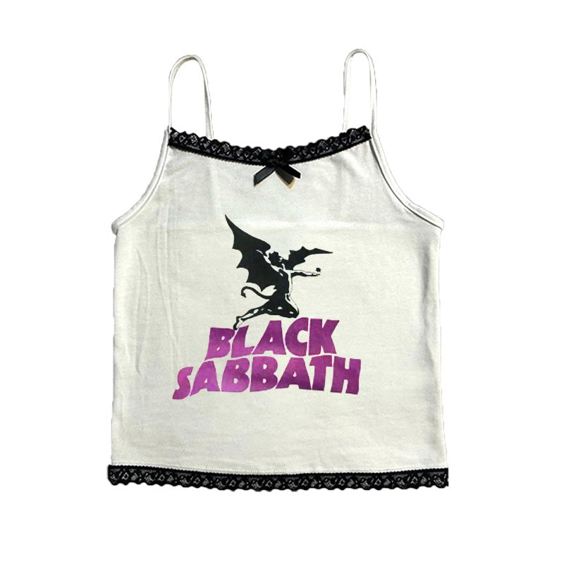 JazzHer Gothic Retro 90s Y2K Aesthetic Print Camisole Summer Woman Slim Crop top Streetwear Punk Hot Girl Tank top Vintage Camis EMO