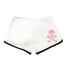 JazzHer Goth Skull Print Shorts Aesthetic Punk Rock Short Pants Y2K Summer Hot Girl Low Waist Shorts Pink Skull Shorts EMO Girl Harajuku