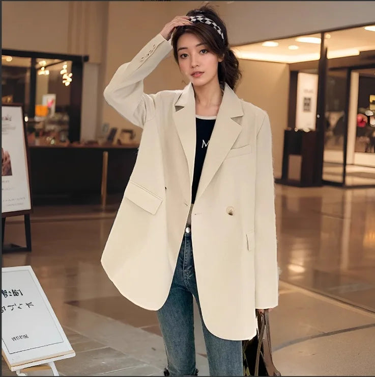 cold weather outfits JazzHer Streetwise Women's Loose-Fit Western-Style Suit Jacket New Design Sensibility Spring Autumn 2024 Season Side Slit Fashion Top