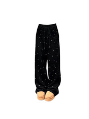 christmas outfit JazzHer Women's Black Gothic Baggy Dot Pants Y2k 90s Vintage Streetwear High Waist Trousers Korean Harajuku Wide Pants Emo 2000s Clothes