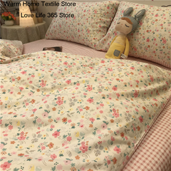 JazzHer European Floral Brushed Home Bedding Set Simple Soft Duvet Cover Set With Sheet Comforter Covers Pillowcases Bed Linen