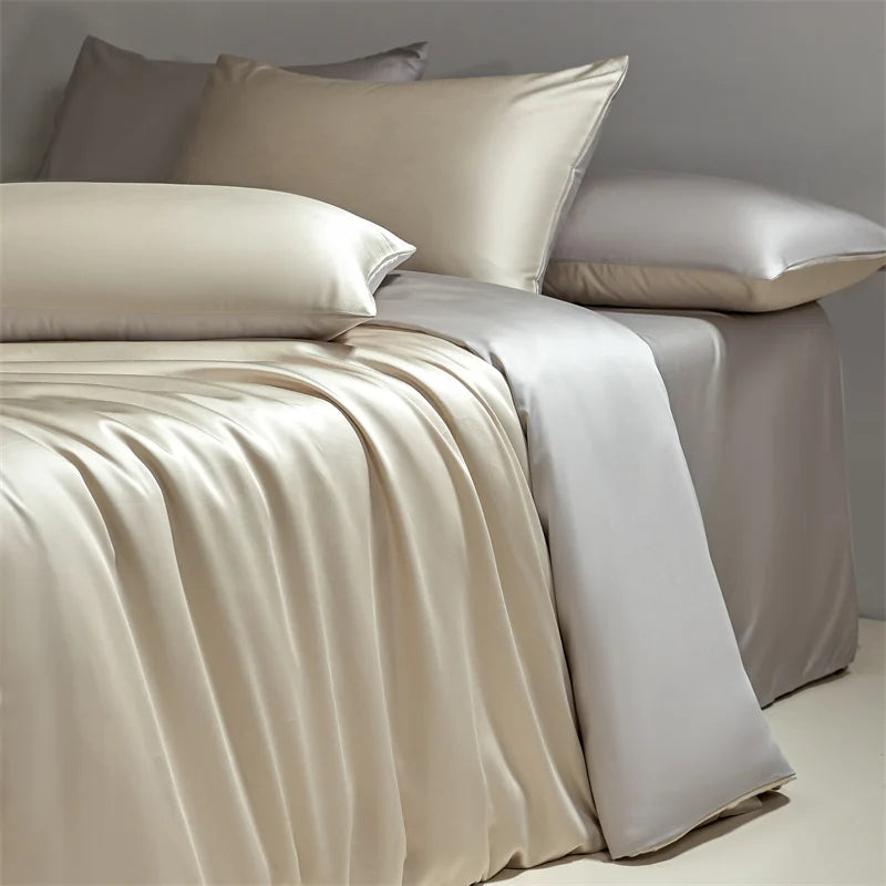 JazzHer Four piece set of natural silk solid color bedding, ice silk smooth nude sleeping bedding