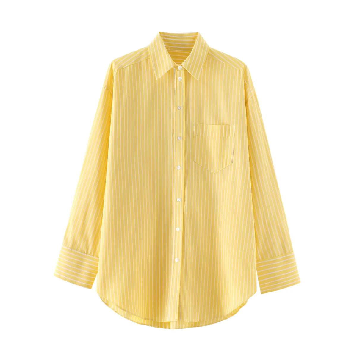 cold weather outfits JazzHer 2024 Spring Summer Casual Women Shirts Fashion Vintage Striped Thin Turn-down Collar Single Breasted Yellow Casual Shirts