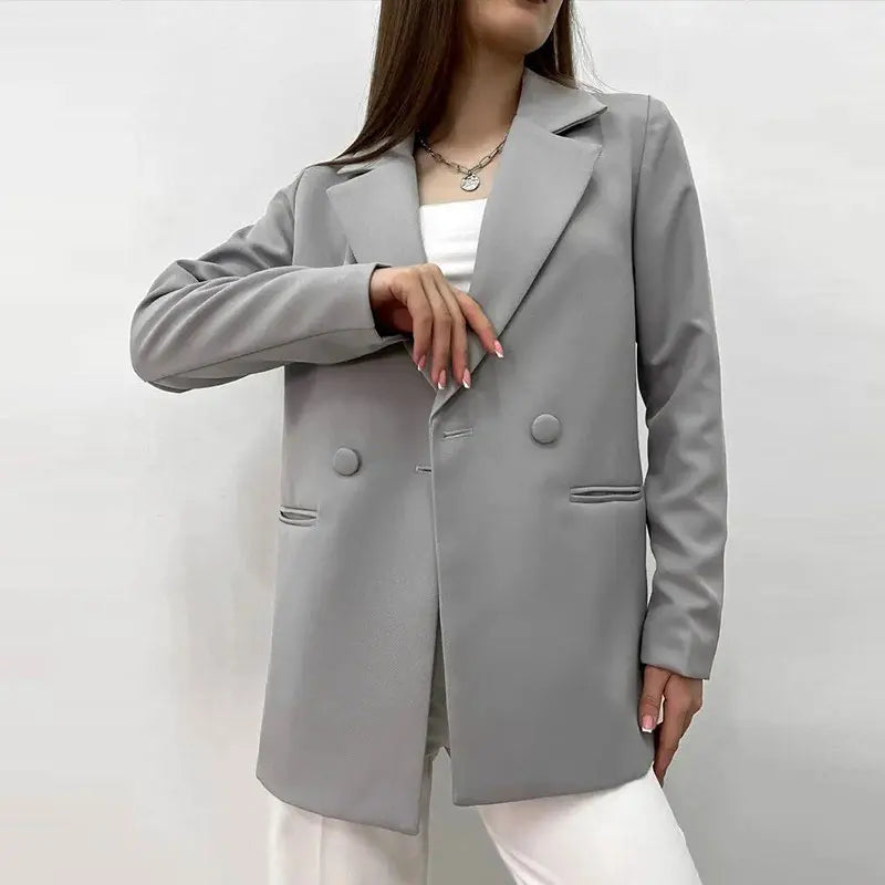 JazzHer Elegant Solid Women's Suit Coat Loose Lapel Long Sleeve One Button Shoulder Pads Female Jackets 2024 Autumn Lady Commute Outwear