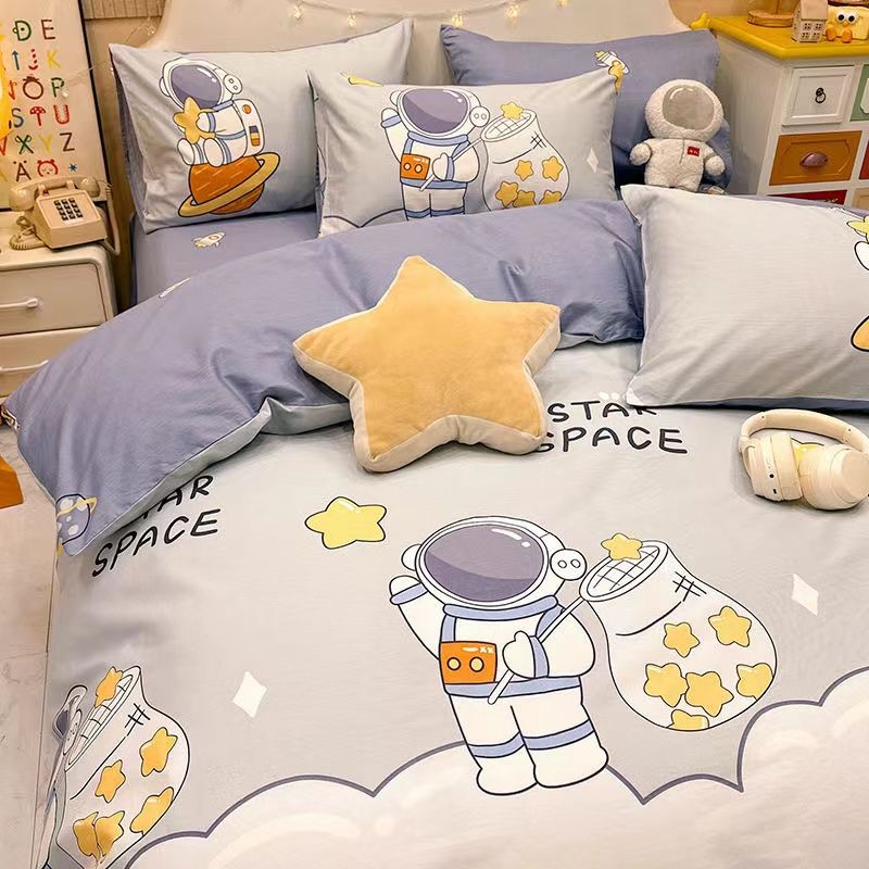 JazzHer Kids Bedding Set Cute Girls Boys Full Queen Size Duvet Cover Flat Sheet Pillowcase No Filler Kawaii New Design Home Bed Linens