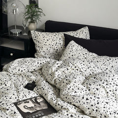 JazzHer Ins Nordic Black Dot Bedding Set Flat Bed Sheet Duvet Cover Twin Full Queen Nordic Bed Linen Boy Girl Bedding Sets