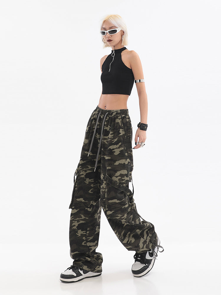 christmas outfit JazzHer Women's Camouflage Baggy Cargo Pants Vintage Y2k Harajuku Aesthetic Streetwear Oversize Pants High Waist Trousers 2000s Clothes