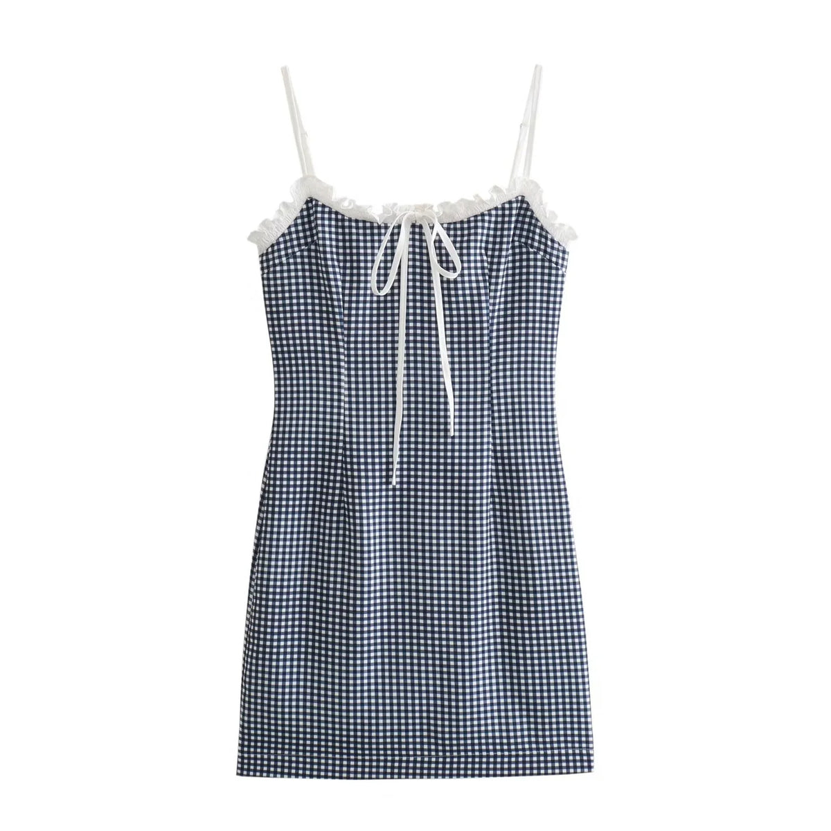 cold weather outfits JazzHer 2024 Spring SUmmer Sexy Women Dresses Fashion Plaid Strapless Slim Sleeveless Zipper Lace-up Chic Camisole Mini Dresses