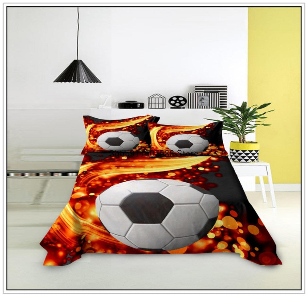 JazzHer Kids Football Bed Sheet Set Sport Game Soccer Printing Bedding ForBoys Soft Polyester Bed Flat Sheet With Pillowcase