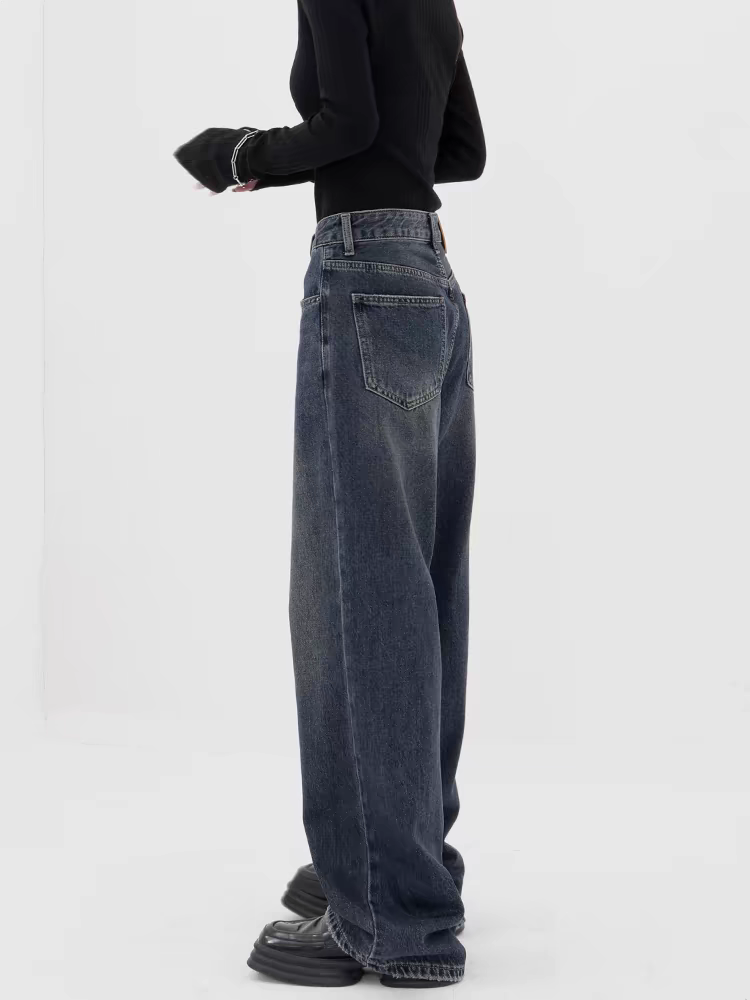 christmas outfit JazzHer Women's Blue Baggy Jeans Harajuku 90s Aesthetic Denim Trousers Y2k Vintage Japanese 2000s Style Jean Pants Trashy Clothes 2025