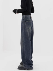 christmas outfit JazzHer Women's Blue Baggy Jeans Harajuku 90s Aesthetic Denim Trousers Y2k Vintage Japanese 2000s Style Jean Pants Trashy Clothes 2025