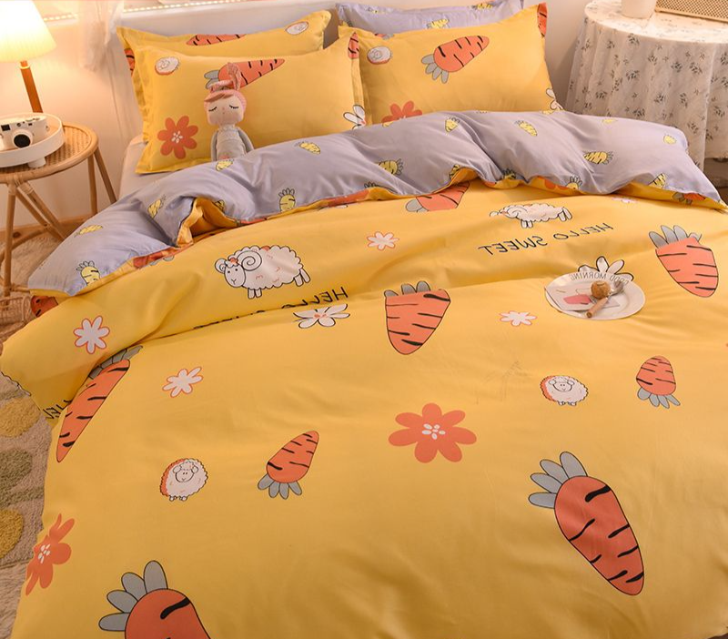 JazzHer Romantic Floral Bedding Set Twin Full Queen King Size Bed Linen Girls Adults Bed Flat Sheet Pillowcase Comforter Duvet Cover