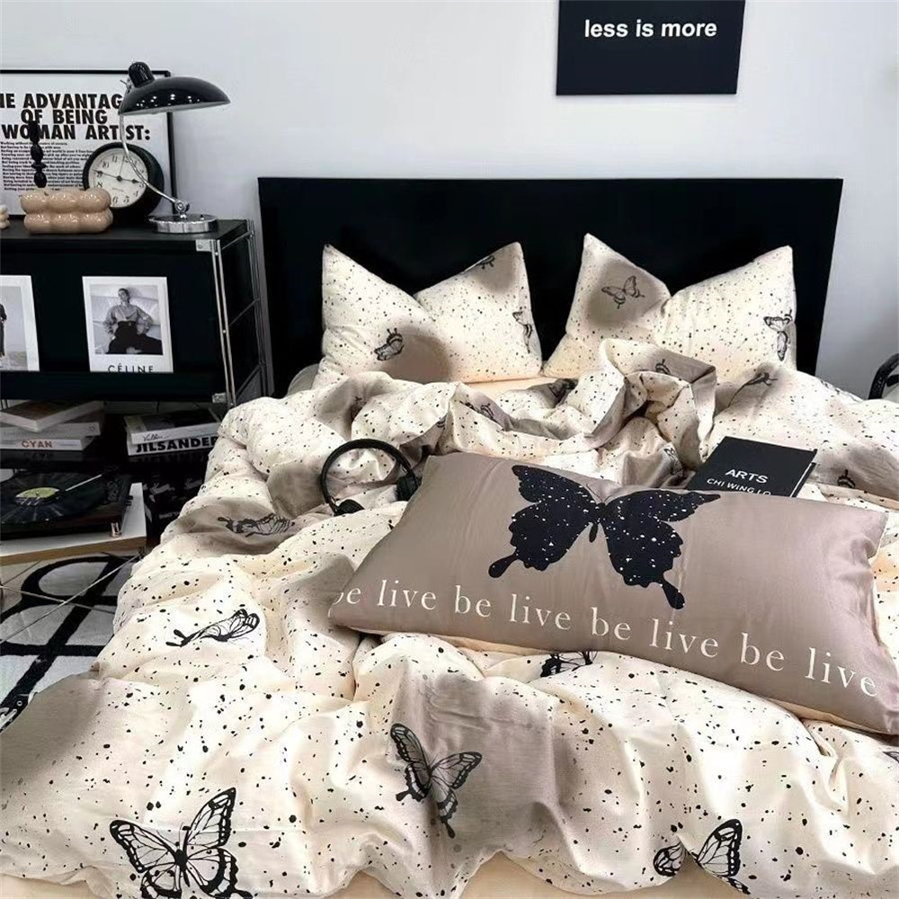 JazzHer Ins Style Colorful Butterfly Bedding Sheet Nordic Duvet Cover Set Home Luxury No Filling Bedding Set Comfortable Bedspread