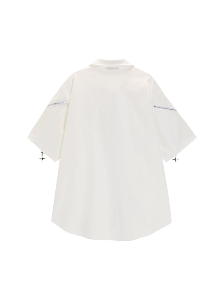 christmas outfit JazzHer Women White Shirts and Blouses Y2k Vintage Korean Streetwear Harajuku 2000s Elegant Short Sleeve Polo-Neck Shirt Clothes Summer