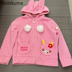 JazzHer Anime Hoodie 2025 Women Clothing Cute Lamb Wool Thicked Jacket Ropa Mujer Japanese Y2k Tops Hooded Casual Fashion Sweatshirts