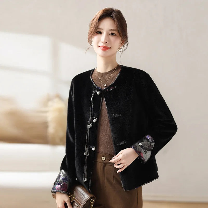 cold weather outfits JazzHer Autumn/Winter Thickened Warm Mink Jacket For Middle-Aged And Elderly Women's Clothing Traditional Chinese Style Leather Integrat