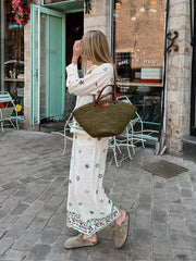 JazzHer Flower Print Trousers Suits Women 2 Pcs Casual Turn Down Collar Long Sleeve Lady Shirt Sets Wide Leg Pants 2025 New Chic Spring