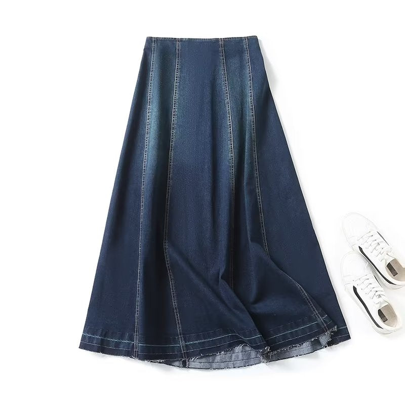 cold weather outfits JazzHer 2024 Spring Summer Women Vintage Denim Skirt Long A-Line Zipper Dress Solid Flash Dress Casual Mujer Felame Vestidos