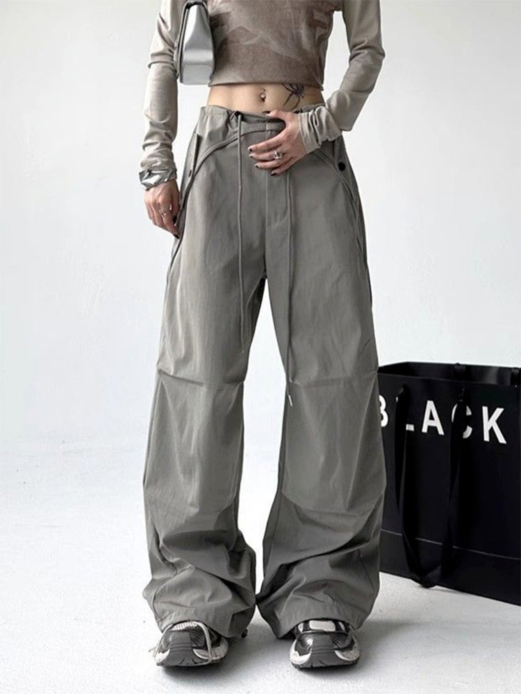 christmas outfit JazzHer Women Grey Cargo Pants Baggy Streetwear 90s Aesthetic Parachute Pants Harajuku Japanese 2000s Style Y2k Vintage Trousers Clothes