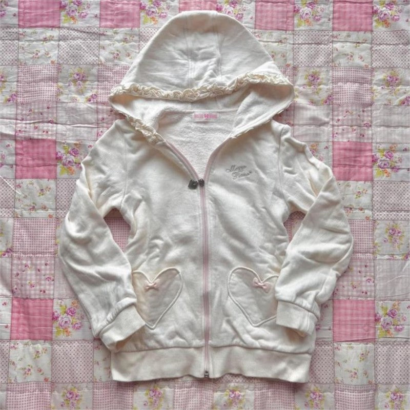 JazzHer Y2k Top Kawaii Hoodie Sweet Girl Zip UP Hoodies Bow Slim Women Long Sleeve Cute Punk Sexy Hoody Gothic 2000s Graphic weatshirt