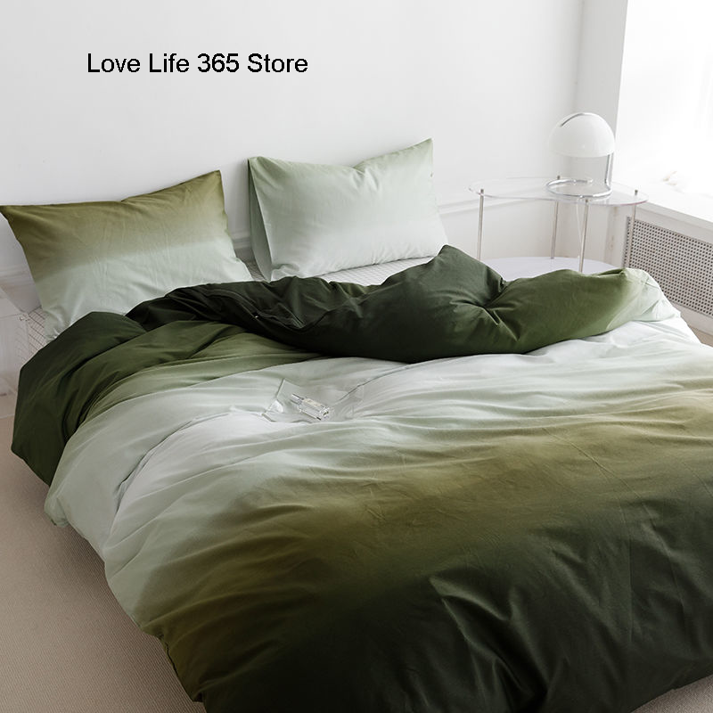 JazzHer Ins Gradient Dark Gray Nordic Style Cover Double Duvet Cover Bedclothes Bedding Set Bed Sheet Comforter Sets Duvet Cover