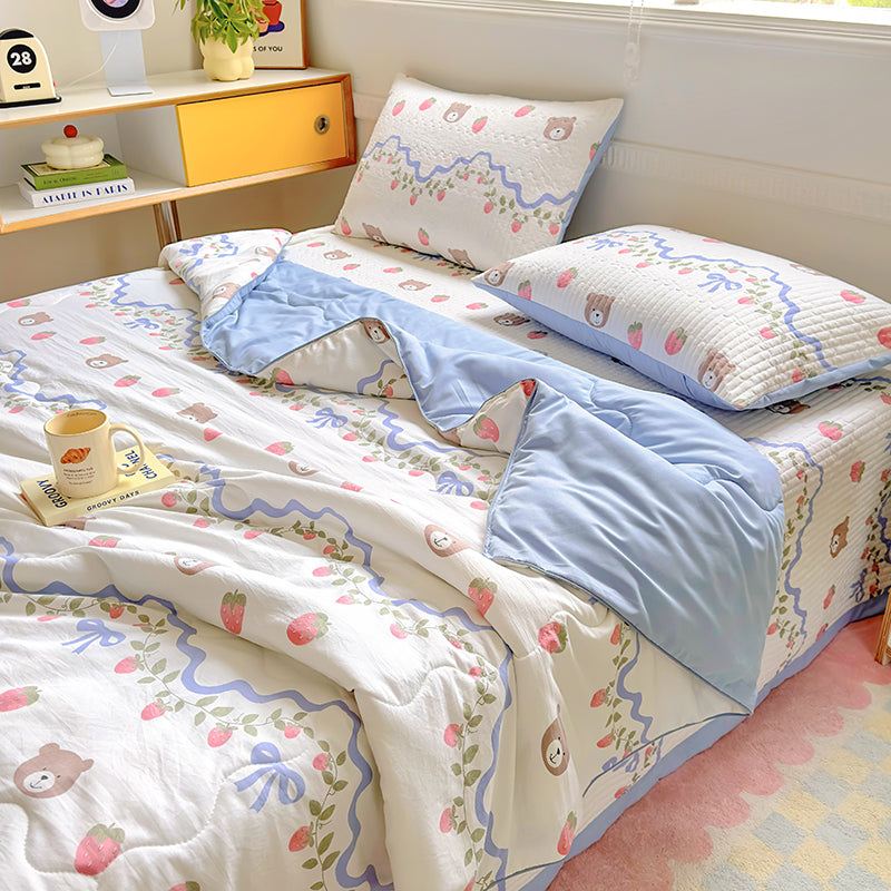 JazzHer 2024 New Summer Water Washed Glutinous Cotton Summer Bedding Cover Set of Four Pieces