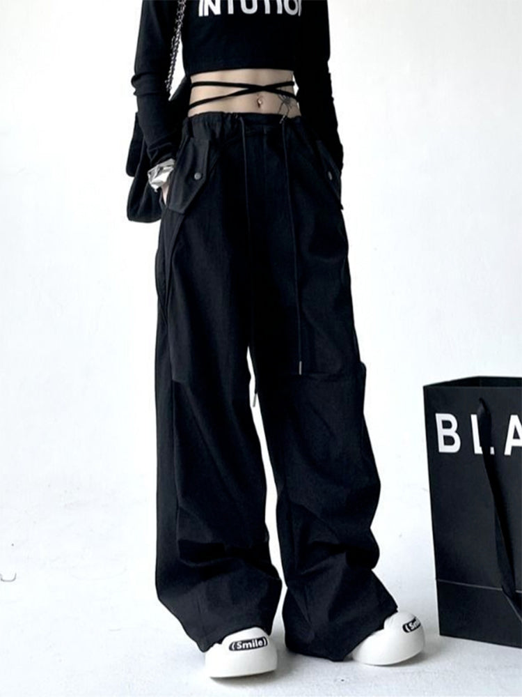 christmas outfit JazzHer Women Grey Cargo Pants Baggy Streetwear 90s Aesthetic Parachute Pants Harajuku Japanese 2000s Style Y2k Vintage Trousers Clothes