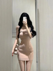 JazzHer 2025 Japanese Sweet Knitted Dress Suits Women Casual Hooded Sweater Cardigan + Y2k Slim Sexy Strap Dress Elegant 2 Piece Set New