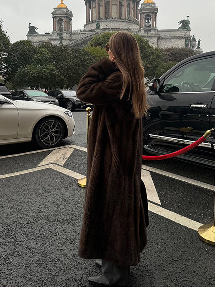 JazzHer Chic Women's Solid Winter Warm Faux Fur Long Coat Luxury Full Sleeve Thicken Loose Furry Jacket Female Thermal Streetwear 2024