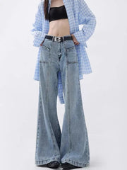 christmas outfit JazzHer Women's Baggy Flare Jeans Harajuku Aesthetic Oversize Denim Trousers Y2k Vintage Japanese 2000s Style Jean Pants Trashy Clothes