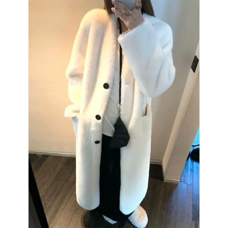 cold weather outfits JazzHer 2024 New Thickened Idle Style Women's Long Eco-Friendly Mink Fur Jacket Overcoat From China Mainland True Leather Fur