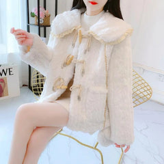 cold weather outfits JazzHer Thickened Lamb Wool Fleece Short Jacket For Women 2024 Winter New Petite Leather Integrated Fleece Overcoat Doll Neck Style