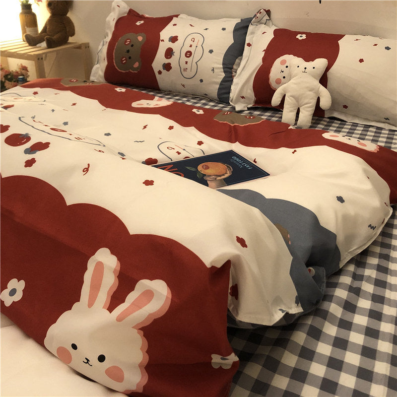 JazzHer Chinese Cute Panda Bedding Set Cartooon Bamboo Pattern Quilt Cover Sheets Full Size For Kids Adults Home Textile Soft Polyester